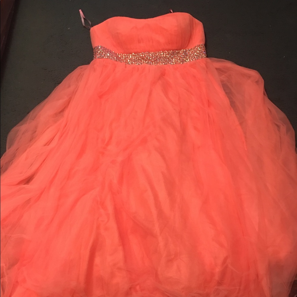 Peach color prom dress